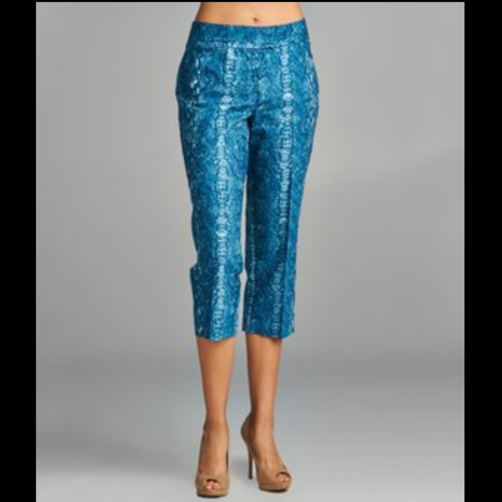 Larry Levine turquoise snake skin pants 👖 - Picture 1 of 4